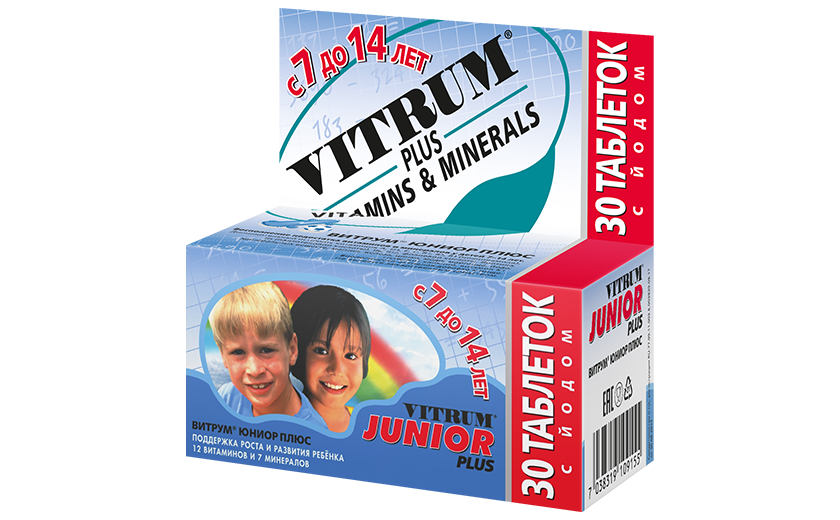 Витрум® Юниор Плюс 30 таблеток: фото упаковки, действующее вещество, подробная инструкция по применению